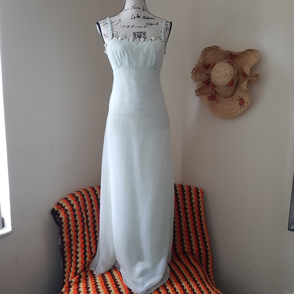 VTG Dessy After Six Maxi Square Neck Bride Mint 2k - Picture 1 of 8